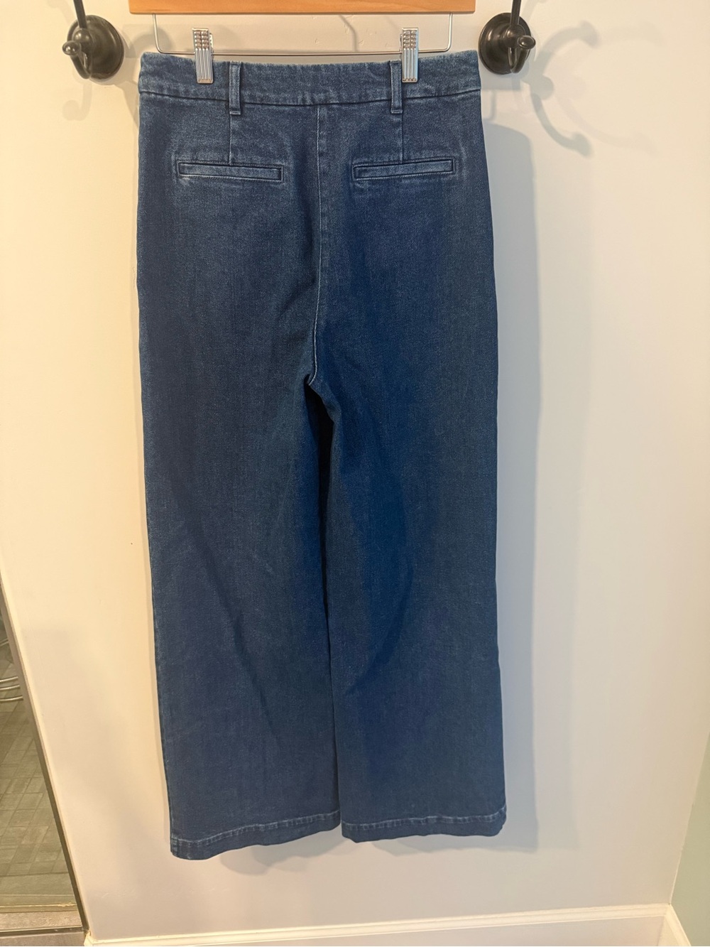 NWT Sezane Matheo Trousers Wide Leg Dark Blue Denim Pants 38 - Picture 3 of 7